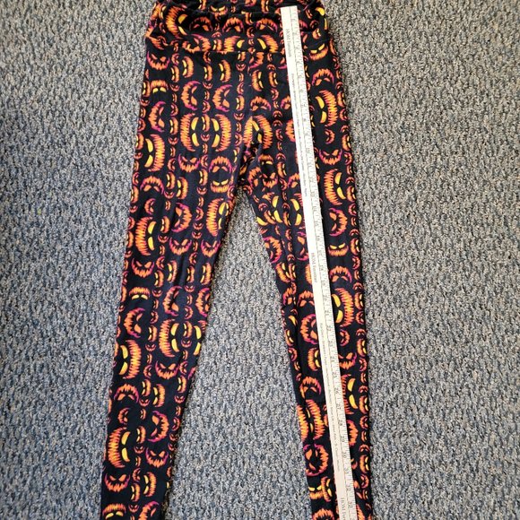 LuLaRoe Black and Orange Halloween Jack-O-Lantern Buttery Soft Leggings One Size - Picture 12 of 16